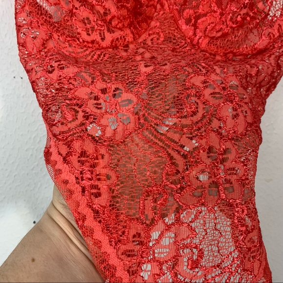 Vintage Victoria’s Secret Gold label coral lace teddy lingerie thong she… - Picture 10 of 16